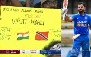 Virat Kohli fan with a miss you placard during the second ODI between India and West Indies