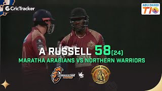 Maratha Arabians vs Northern Warriors Andre Russell 58(24) | Match 1 | Abu Dhabi T10 Season 3