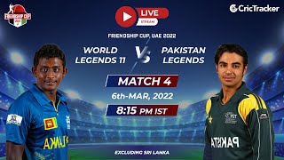 Friendship Cup LIVE: Match 4 World Legends 11 v Pakistan Legends Live Stream -Live Cricket Streaming
